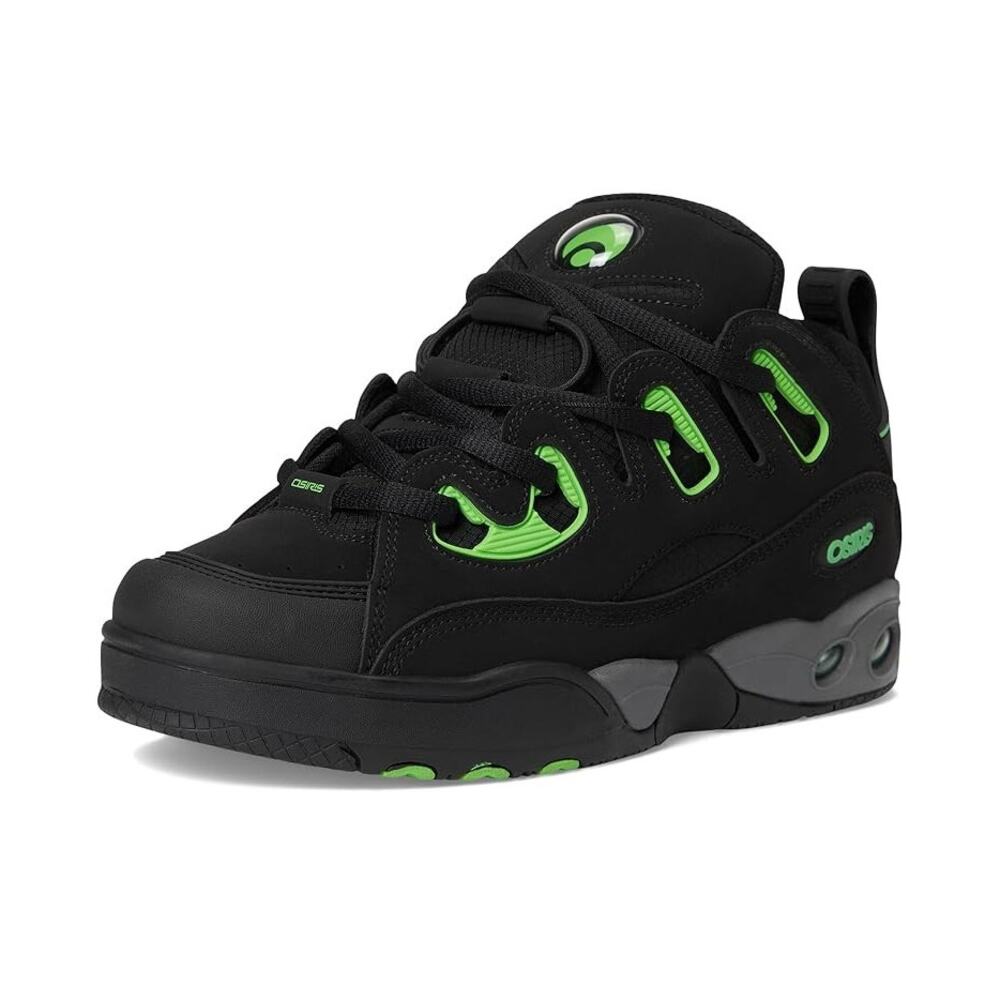 Osiris Mens D3 E Sneakers US 8 EU 40.5 Black Green Athletic EUC